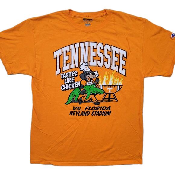 Champion Tennessee Tatste Like Chicken Vs Florida Gator T Shirt Mens Size L - Picture 1 of 5